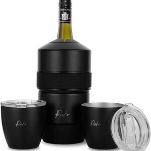 Wine Bottle Chiller & Stemless Tumbler Set – Stainless Steel Cooler 6 Hour Cold
